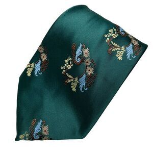 Vintage Louis Feraud Paris Men's Tie Necktie Wide Polyester Floral Green Disco